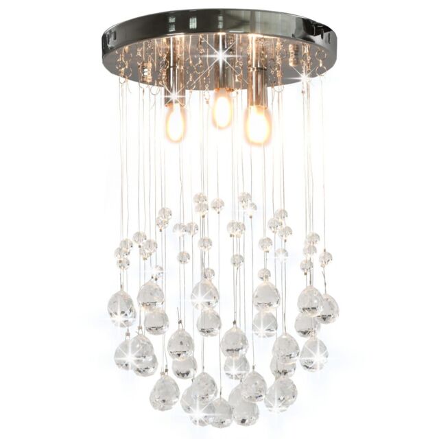Berkfield Home Ceiling Lamp with Crystal Beads Silver Sphere 3 x G9 Bulbs - image 1
