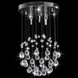Berkfield Home Ceiling Lamp with Crystal Beads Silver Sphere 3 x G9 Bulbs - thumbnail 3