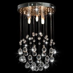 Berkfield Home Ceiling Lamp with Crystal Beads Silver Sphere 3 x G9 Bulbs - thumbnail 2