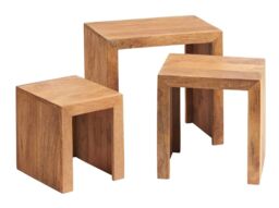 IH Design Duvid Light Mango Wooden Nest of 3 Tables in Brown - thumbnail 5