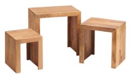 IH Design Duvid Light Mango Wooden Nest of 3 Tables in Brown - thumbnail 4
