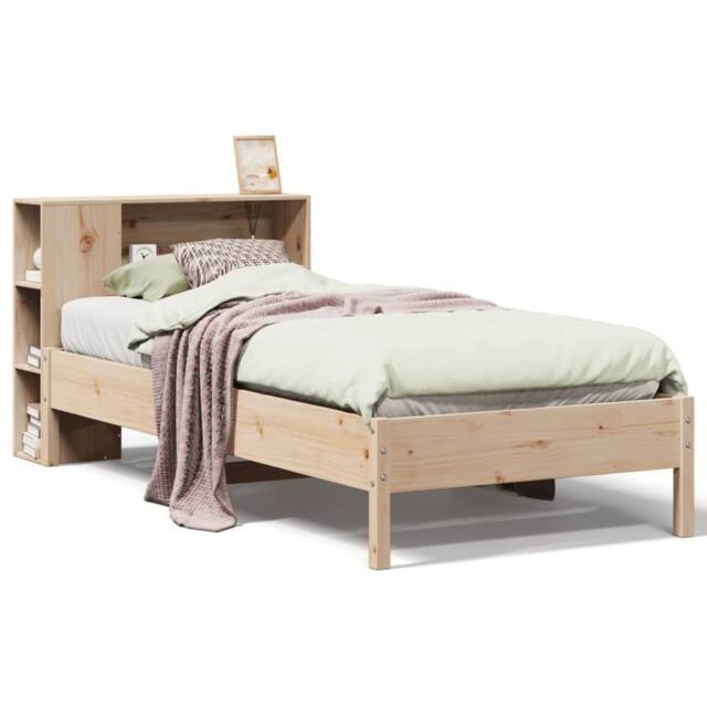 Berkfield Home Bookcase Bed without Mattress 75x190 cm Small Single Solid Wood Pine in Natural - image 1