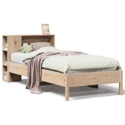 Berkfield Home Bookcase Bed without Mattress 75x190 cm Small Single Solid Wood Pine in Natural - thumbnail 1