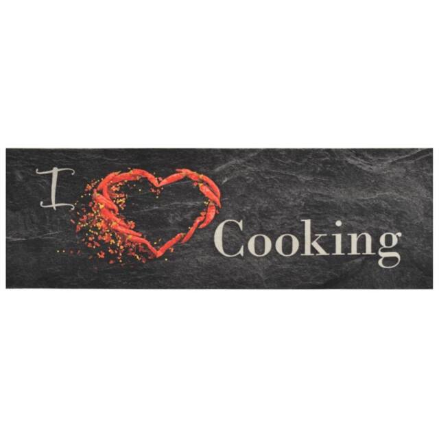 Berkfield Home Kitchen Rug Washable Cooking Black 60x180 cm Velvet - image 1