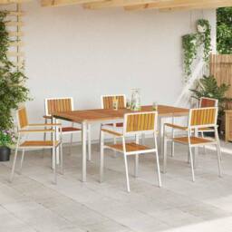 Berkfield Home Stacking Garden Chairs 6 pcs 54.5x56x87 cm Solid Wood Acacia in Brown - thumbnail 3