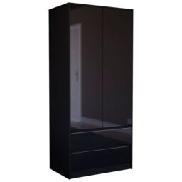 Home Discount Vida Designs Glinton High Gloss 2 Door 2 Drawer Wardrobe Storage Bedroom Furniture in Black - thumbnail 8