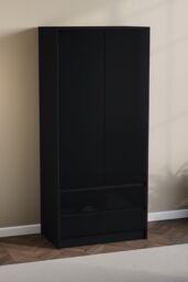 Home Discount Vida Designs Glinton High Gloss 2 Door 2 Drawer Wardrobe Storage Bedroom Furniture in Black - thumbnail 1