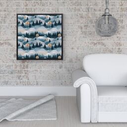 Warren Reed - Designer Dreamy Snowy Christmas Scene Framed Canvas in Black - Size: w40 inch x h40 inch - thumbnail 2