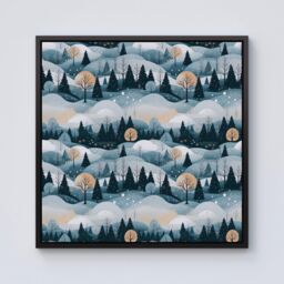 Warren Reed - Designer Dreamy Snowy Christmas Scene Framed Canvas in Black - Size: w40 inch x h40 inch - thumbnail 1