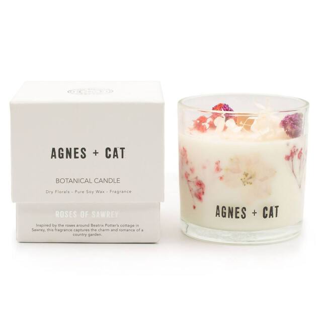 Serenityy Agnes + Cat Botanical Soy Candle - Roses of Sawrey in White - image 1