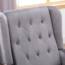 LUXURY LIFE Althorpe Reclining Velvet Armchair Manual Push Back Recliner in Grey - thumbnail 6