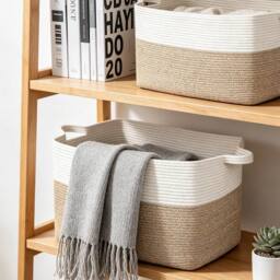 EONLION Large Storage Basket, Blanket Basket in Light Brown - Size: 500mm - thumbnail 5