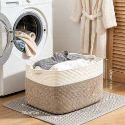 EONLION Large Storage Basket, Blanket Basket in Light Brown - Size: 500mm - thumbnail 2