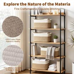 EONLION Large Storage Basket, Blanket Basket in Light Brown - Size: 500mm - thumbnail 4