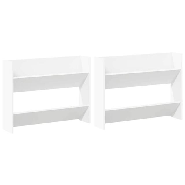 Berkfield Home Wall Shoe Cabinet 2 pcs White 80x18x60 cm Engineered Wood - Size: 80 x 18 x 60 cm