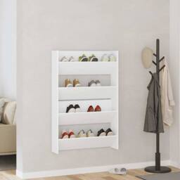 Berkfield Home Wall Shoe Cabinet 2 pcs White 80x18x60 cm Engineered Wood - Size: 80 x 18 x 60 cm - thumbnail 3