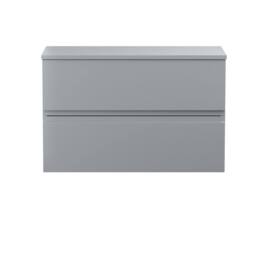 Balterley Mavesyn Contemporary 2 Drawer Wall Hung Vanity Unit, Satin Grey, 800mm in Grey