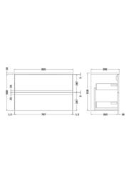 Balterley Mavesyn Contemporary 2 Drawer Wall Hung Vanity Unit, Satin Grey, 800mm in Grey - thumbnail 2