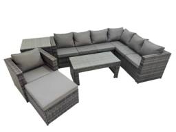 Fimous Garden Furniture Set with Chair Big Stool Side Table Dark Grey Mixed - thumbnail 1