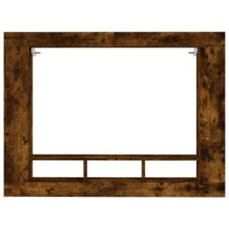Berkfield Home TV Cabinet Smoked Oak 152x22x113 cm Engineered Wood in Brown - Size: 152 x 22 x 113 cm - thumbnail 4