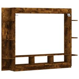 Berkfield Home TV Cabinet Smoked Oak 152x22x113 cm Engineered Wood in Brown - Size: 152 x 22 x 113 cm - thumbnail 6