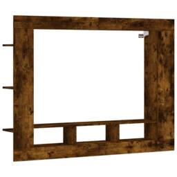 Berkfield Home TV Cabinet Smoked Oak 152x22x113 cm Engineered Wood in Brown - Size: 152 x 22 x 113 cm - thumbnail 3