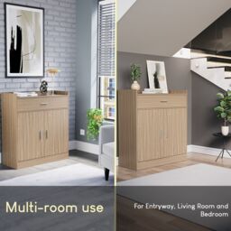 Home Discount Vida Designs Dalby 2 Door 1 Drawer Shoe Cabinet Storage in Brown - thumbnail 6