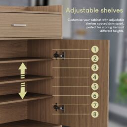 Home Discount Vida Designs Dalby 2 Door 1 Drawer Shoe Cabinet Storage in Brown - thumbnail 5