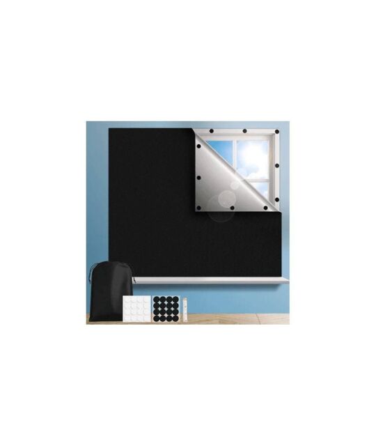 New Edge Blinds Black Portable Thermal Blackout Fabric Blind - Size: 80 cm width x 130 cm drop