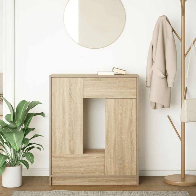 Berkfield Home Sideboard with Drawers & Doors Sonoma Oak 73x31x90 cm in Light Tan - Size: 73 x 31 x 90 cm - image 1
