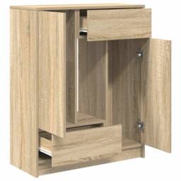 Berkfield Home Sideboard with Drawers & Doors Sonoma Oak 73x31x90 cm in Light Tan - Size: 73 x 31 x 90 cm - thumbnail 5
