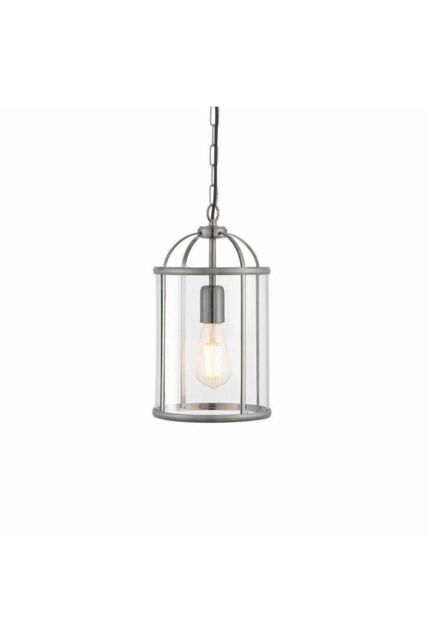 Netlighting Lambeth 1 Light Ceiling Pendant Clear Glass Satin Nickel E27 - image 1