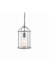 Netlighting Lambeth 1 Light Ceiling Pendant Clear Glass Satin Nickel E27 - thumbnail 1