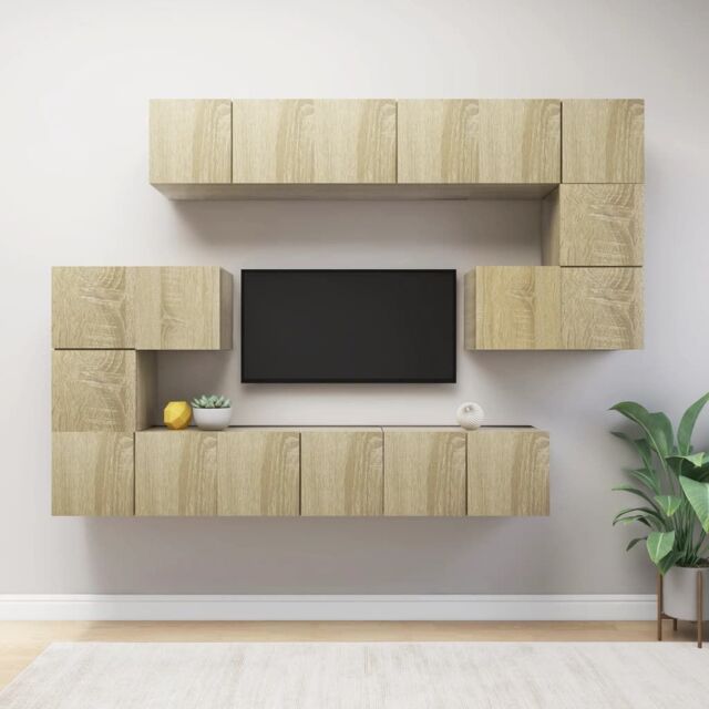 Berkfield Home 10 Piece TV Cabinet Set Sonoma Oak Engineered Wood in Brown - image 1