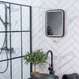 ValueLights Mirror Matte Black IP44 Rated Bathroom Battery Operated 30 x 40cm Mirror Light - Size: 30 x 40 cm - thumbnail 2