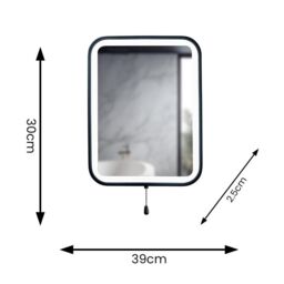 ValueLights Mirror Matte Black IP44 Rated Bathroom Battery Operated 30 x 40cm Mirror Light - Size: 30 x 40 cm - thumbnail 5