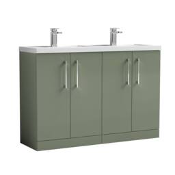 Balterley Level 1205mm Floor Standing 4 Door Unit, Double Basin - Satin Green