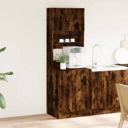 Berkfield Home Kitchen Cabinet Smoked Oak 60x50x180 cm Engineered Wood in Brown - Size: 60 x 50 x 180 cm