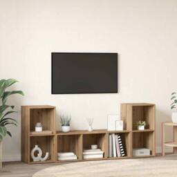 Berkfield Home TV Cabinet Set 3 pcs Brown 107 x 35 x 37 cm Engineered wood - thumbnail 4