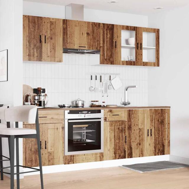Berkfield Home Elegant 8 Piece Kitchen Cabinet Set Kalmar Old Wood Engineered Wood in Brown - image 1