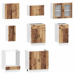 Berkfield Home Elegant 8 Piece Kitchen Cabinet Set Kalmar Old Wood Engineered Wood in Brown - thumbnail 4