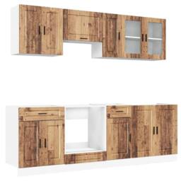Berkfield Home Elegant 8 Piece Kitchen Cabinet Set Kalmar Old Wood Engineered Wood in Brown - thumbnail 3
