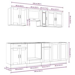 Berkfield Home Elegant 8 Piece Kitchen Cabinet Set Kalmar Old Wood Engineered Wood in Brown - thumbnail 9