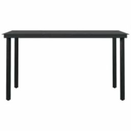 Berkfield Home 5 Piece Garden Dining Set Black Poly Rattan Glass - thumbnail 7