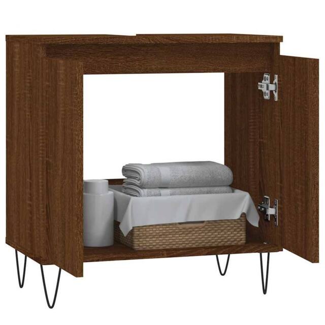 Berkfield Home Durable Bathroom Cabinet Brown Oak 58x33x60 cm Engineered Wood - Size: 58 x 33 x 60 cm - image 1