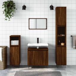 Berkfield Home Durable Bathroom Cabinet Brown Oak 58x33x60 cm Engineered Wood - Size: 58 x 33 x 60 cm - thumbnail 2