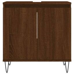 Berkfield Home Durable Bathroom Cabinet Brown Oak 58x33x60 cm Engineered Wood - Size: 58 x 33 x 60 cm - thumbnail 4