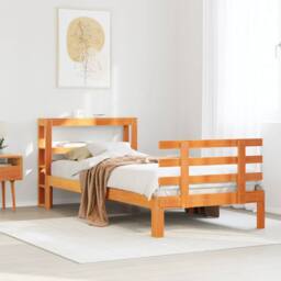 Berkfield Home Beautiful Bed Frame with Headboard Frame Wax Brown 75x190 cm Smal - Size: Small Single - thumbnail 2