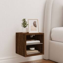 Berkfield Home TV Wall Cabinet with LED Lights Brown Oak 30x28.5x30 cm - thumbnail 4