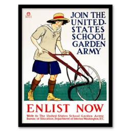 Artery8 Edward Penfield Framed Wall Art United States School Garden Army in White - Size: A4 - thumbnail 1